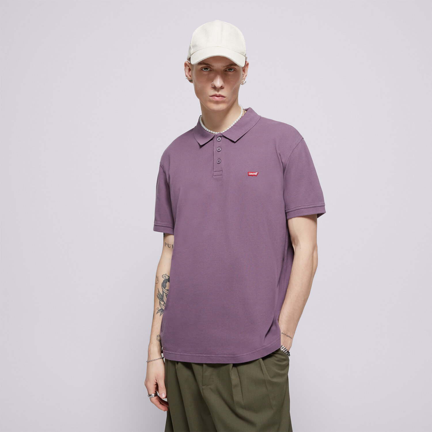 Koszulka, t-shirt sportowy męski LEVI'S POLO LEVIS HM POLO BLUES 35883-0270 FIOLETOWY