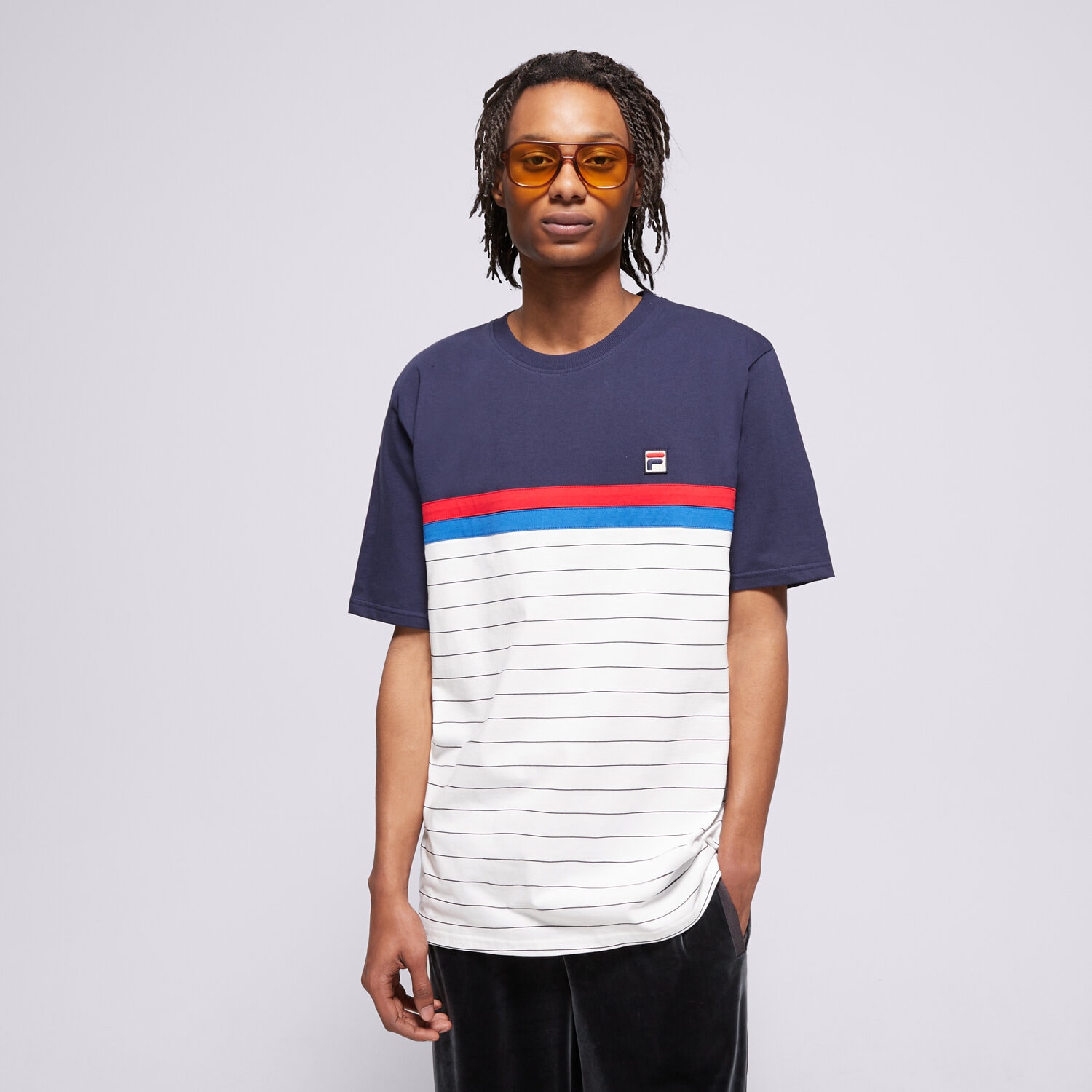 Koszulka, t-shirt sportowy męski FILA T-SHIRT CUT AND SEW WITH BB1 STRIPE SS25MH016410 MULTICOLOR