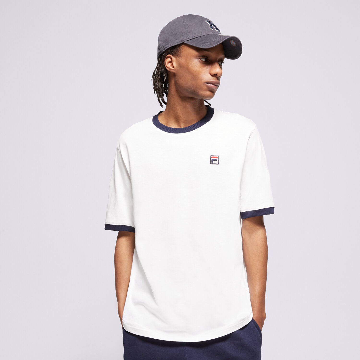 Koszulka, t-shirt sportowy męski FILA T-SHIRT CONTRAST RIB TEE LM1836AT101 BIAŁY
