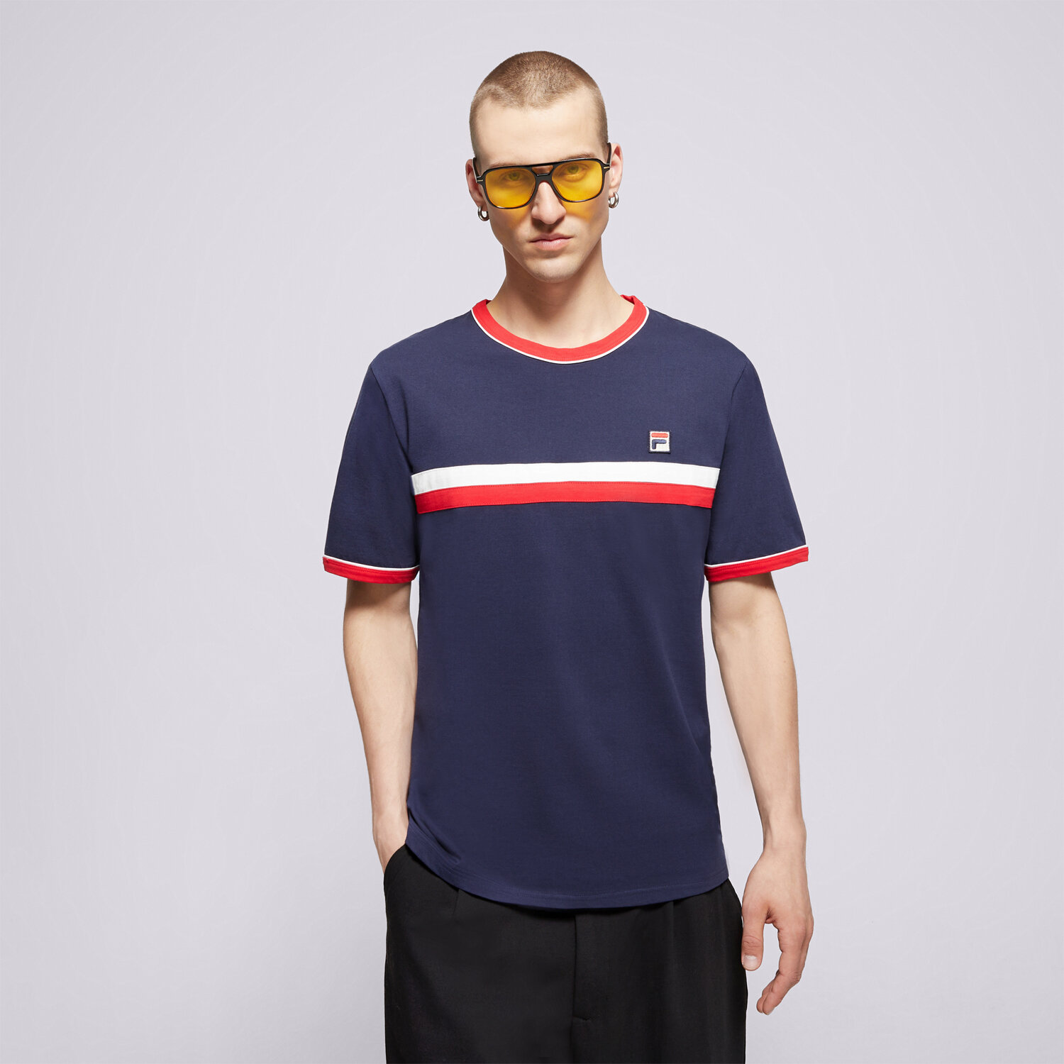 Koszulka, t-shirt sportowy męski FILA T-SHIRT CUT AND SEW TEE LM181K91410 GRANATOWY