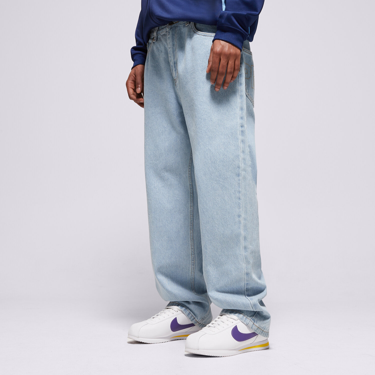 Spodnie sportowe męskie PROSTO SPODNIE JEANS BAGGY SLAV KL251MPAN3041 NIEBIESKI