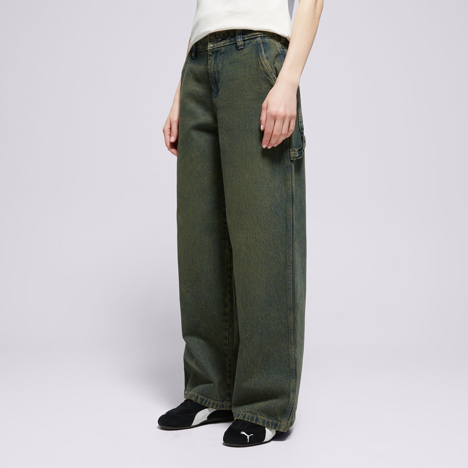 Spodnie sportowe damskie DICKIES SPODNIE X LOOSE DENIM CARPENTER PANT W DK0A4Z6SK571 ZIELONY