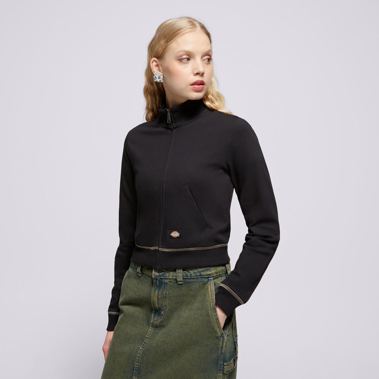 Koszulka, t-shirt damski DICKIES SWETER FUNNEL NECKL FZ CARDIGAN W DK0A4Z71BLK1 CZARNY