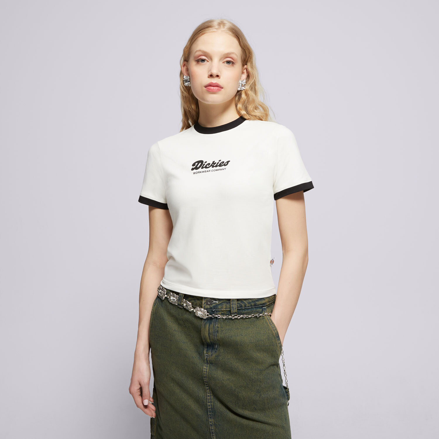 Koszulka, t-shirt damski DICKIES T-SHIRT LEWISTOWN RINGER SS TEE W DK0A4Z8IC481 BEŻOWY