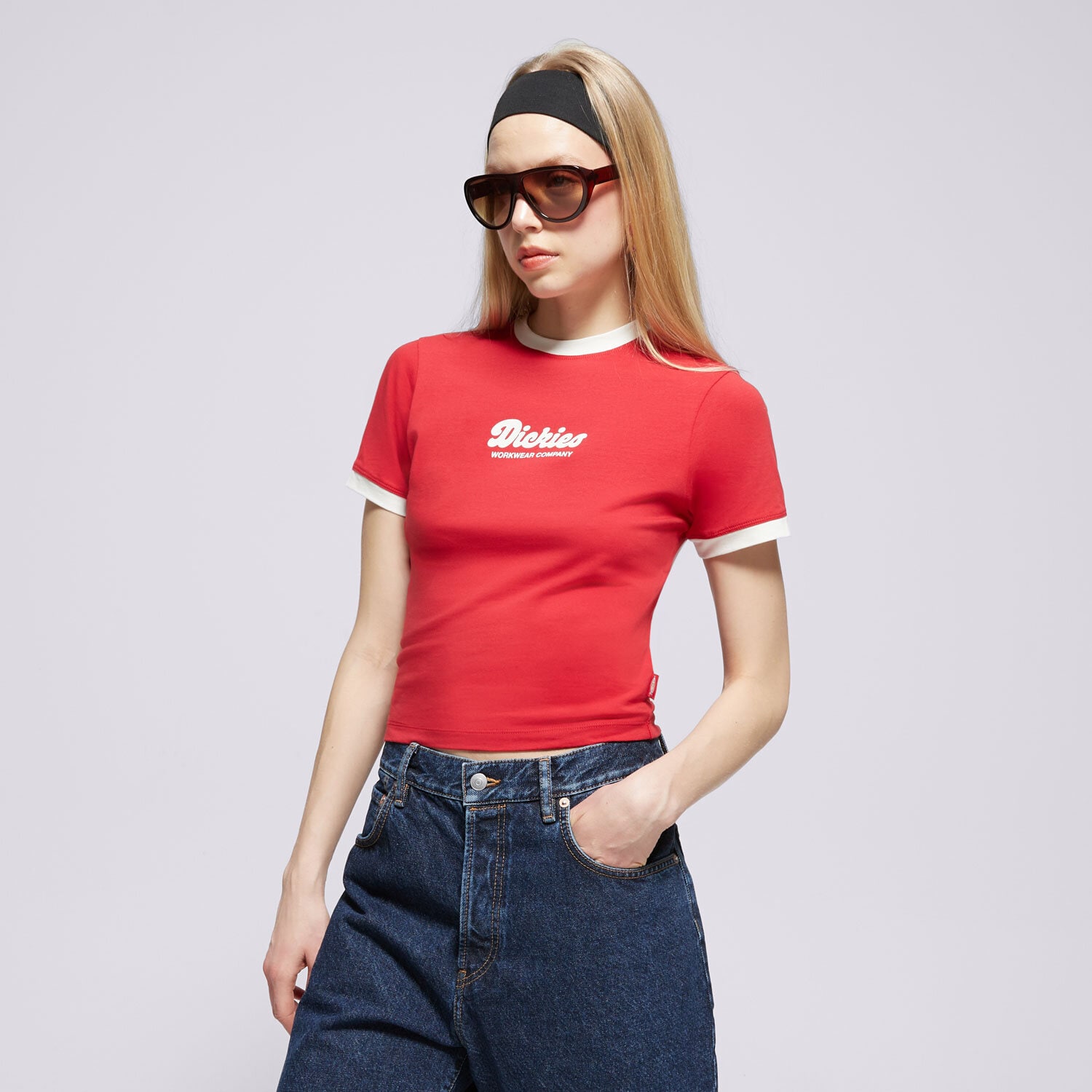Koszulka, t-shirt damski DICKIES T-SHIRT LEWISTOWN RINGER SS TEE W DK0A4Z8I0ER1 CZERWONY