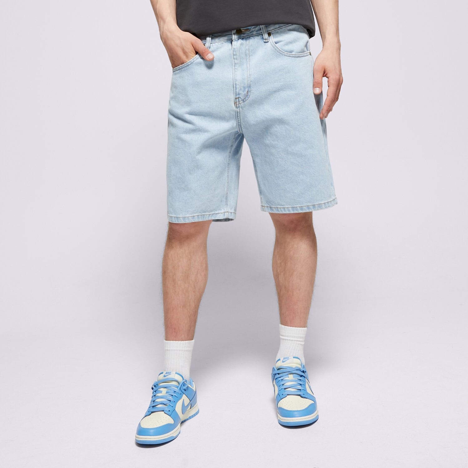 Krótkie spodenki, szorty męskie PROSTO SZORTY JEANS SHORTS BAGGY SHIZZO KL251MPAN7041 NIEBIESKI
