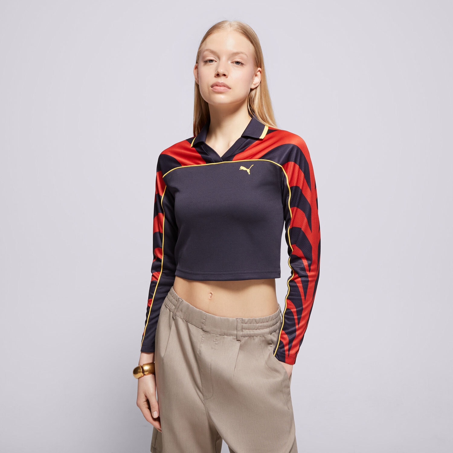 Koszulka, t-shirt damski PUMA T-SHIRT FOOTBALL JERSEY BABY TEE 629789 16 GRANATOWY