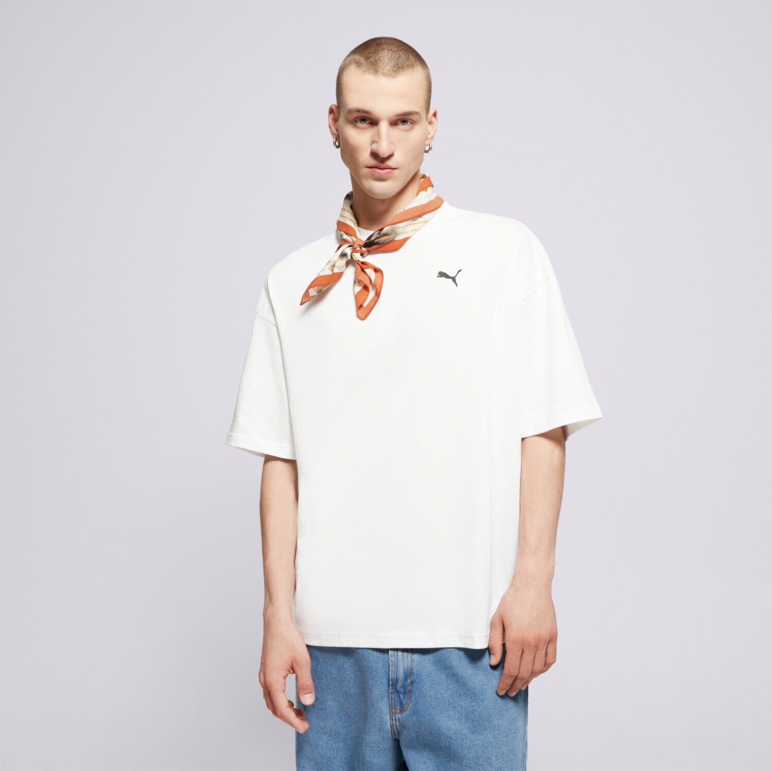 Koszulka, t-shirt sportowy męski PUMA T-SHIRT WARDROBE ESS OVERSIZED TEE 629646 02 BIAŁY