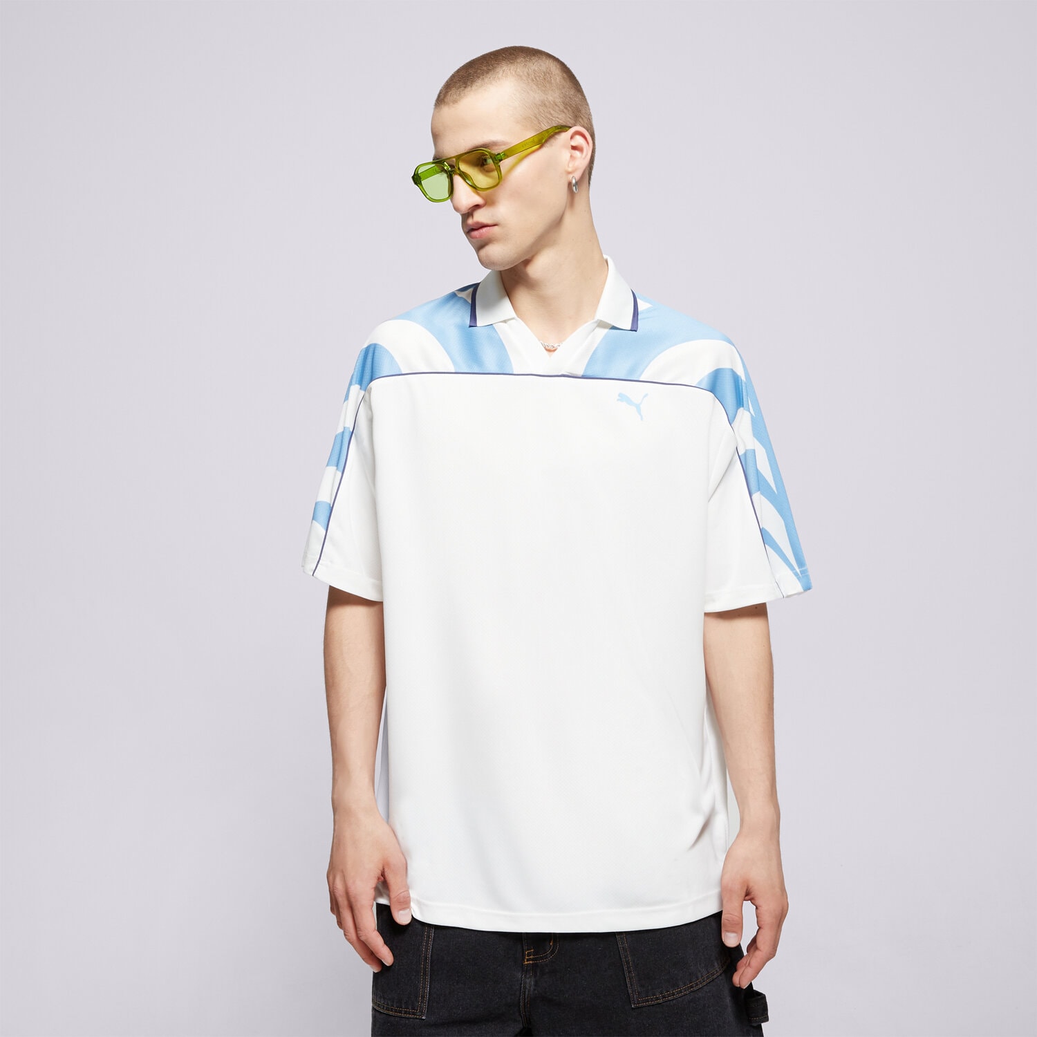 Koszulka, t-shirt sportowy męski PUMA T-SHIRT FUTURE.PUMA.ARCHIVE RELAXED FOOTBALL JERSEY 629687 02 BIAŁY