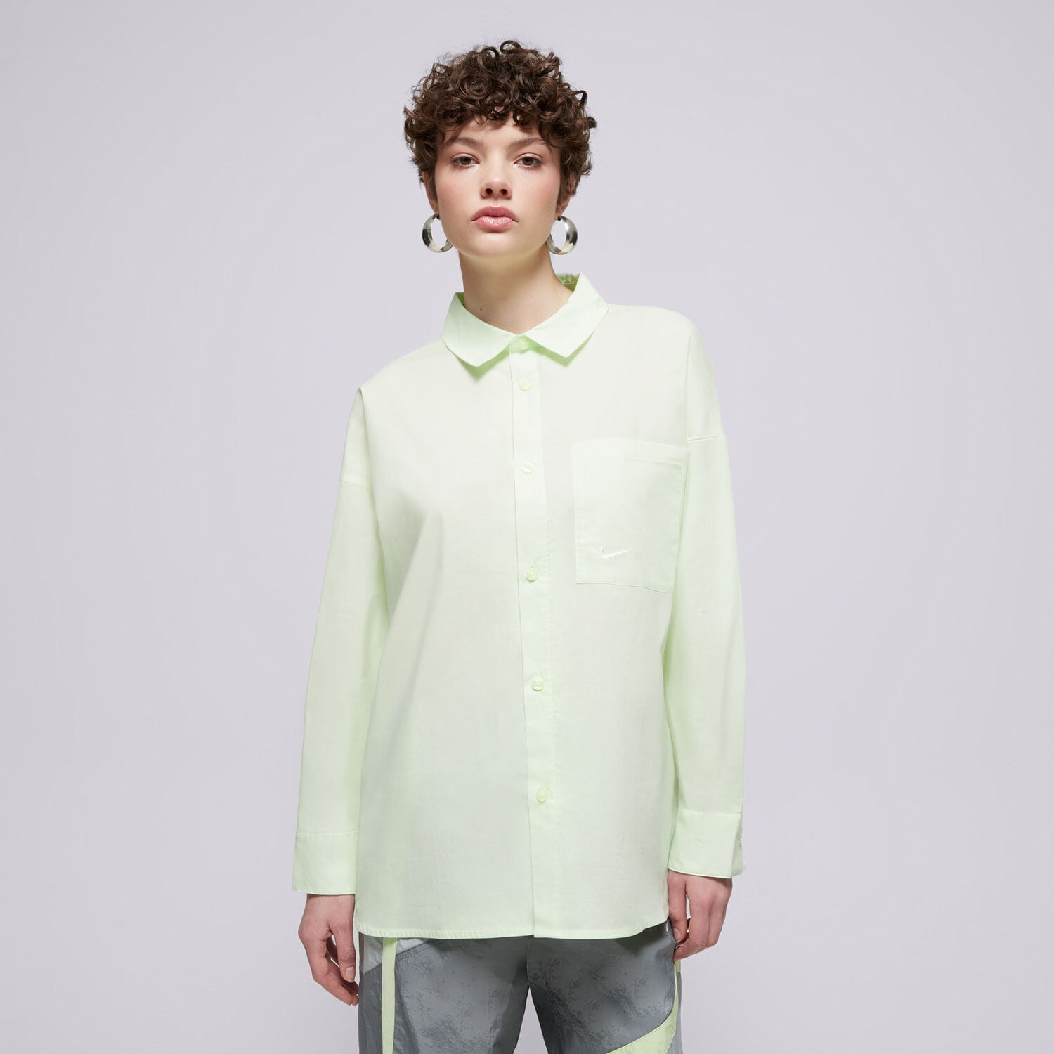 Koszulka, t-shirt damski NIKE KOSZULA W NSW NK CHLL PPLN LS BTN TOP HJ0715-701 ZIELONY