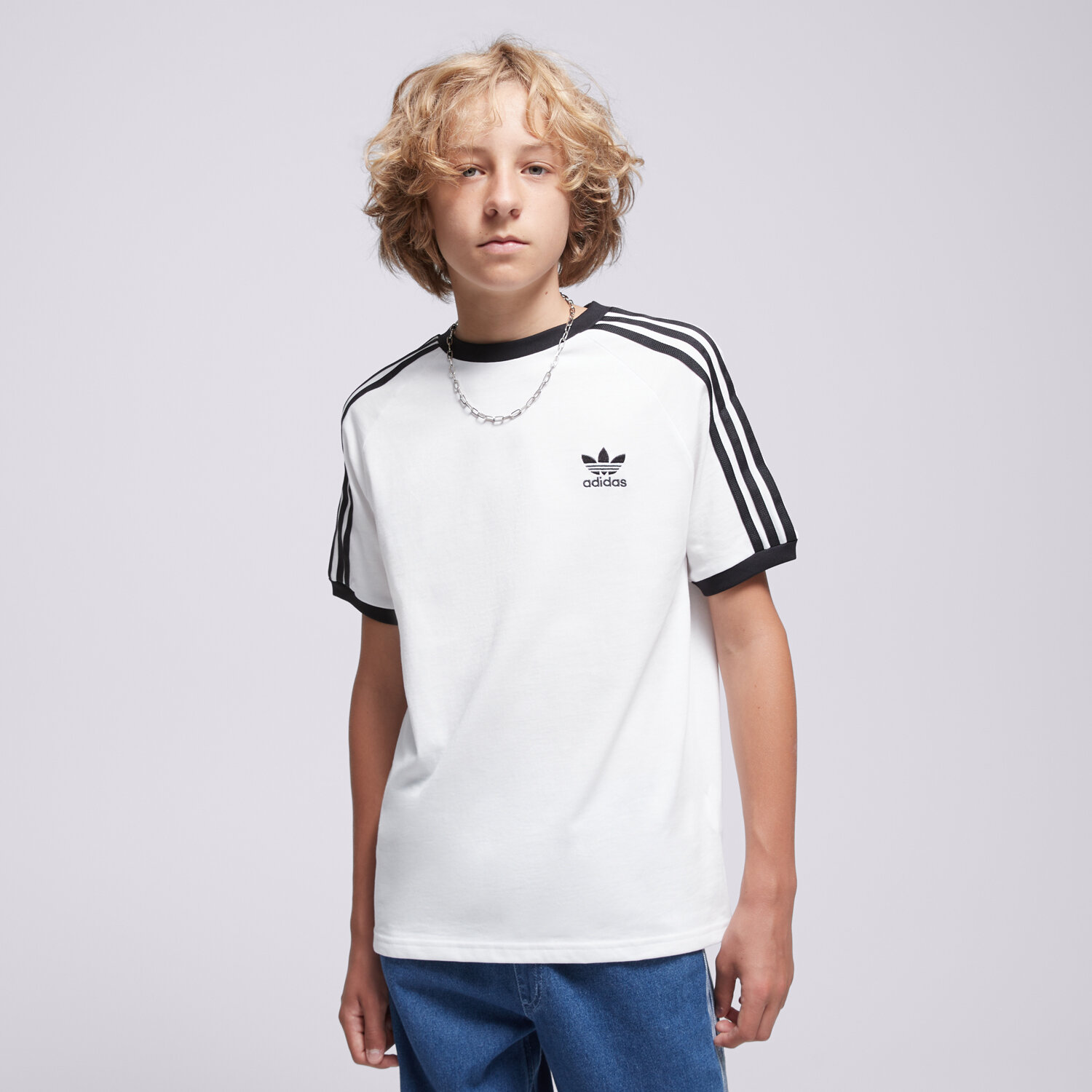 Koszulka, t-shirt dla dzieci ADIDAS T-SHIRT 3STRIPES TEE JE0515 BIAŁY