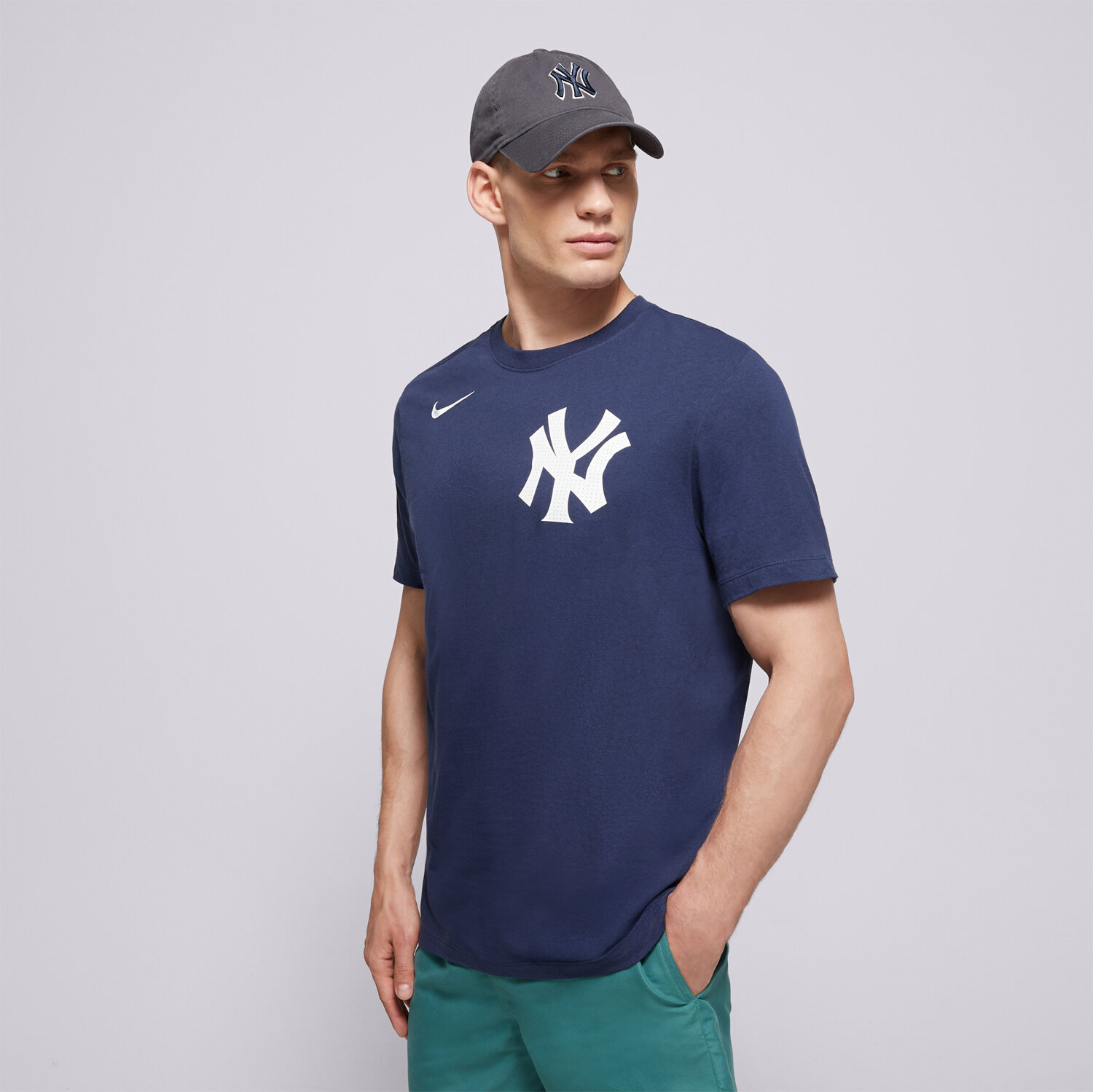 Koszulka, t-shirt sportowy męski NIKE T-SHIRT FUSE WORDMARK COTTON TEE NEW YORK YANKEES N199-44B-NK-0U5 GRANATOWY