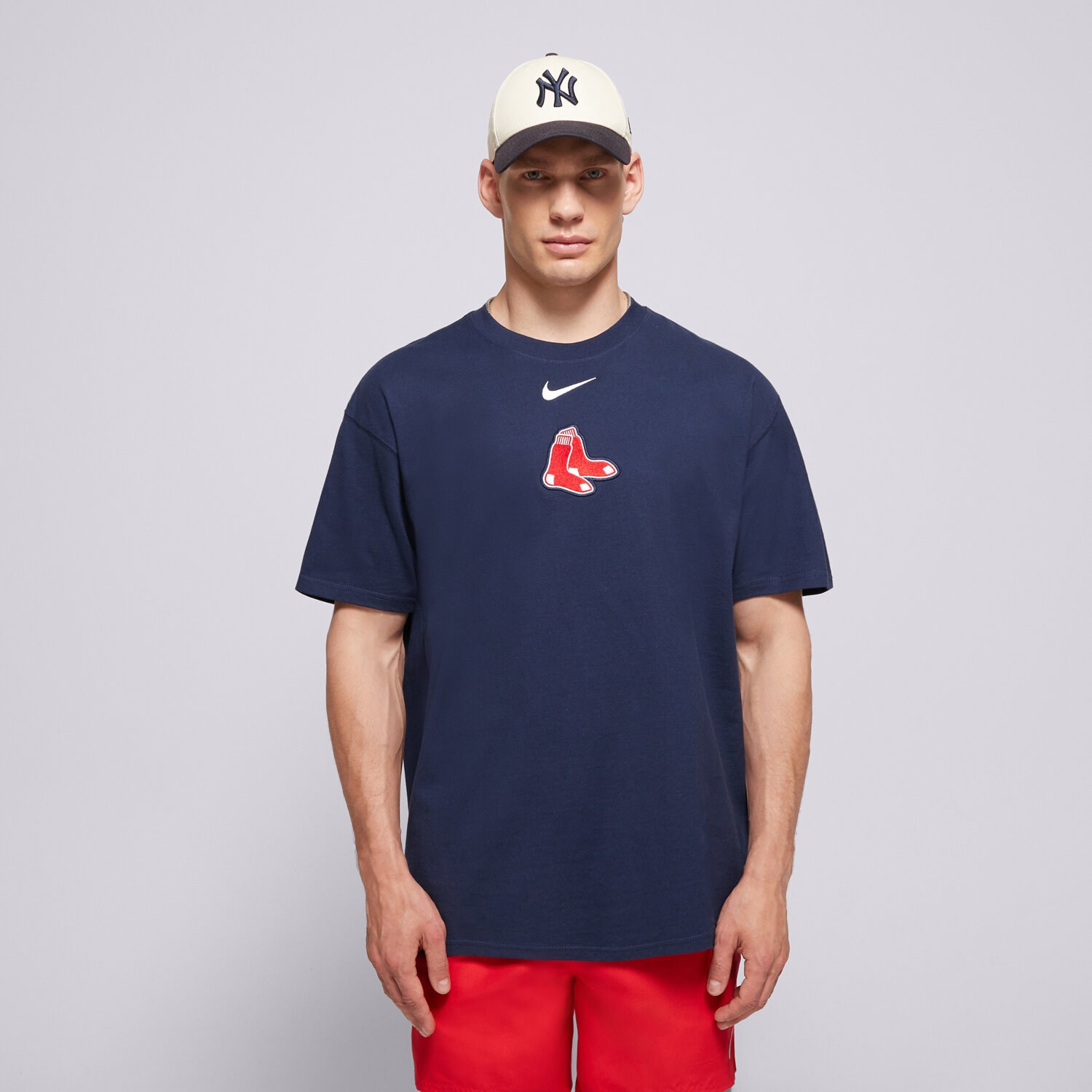Koszulka, t-shirt sportowy męski NIKE T-SHIRT MLB MAX 90 TEE BOSTON RED SOX 01AY-44B-BQ-32K GRANATOWY