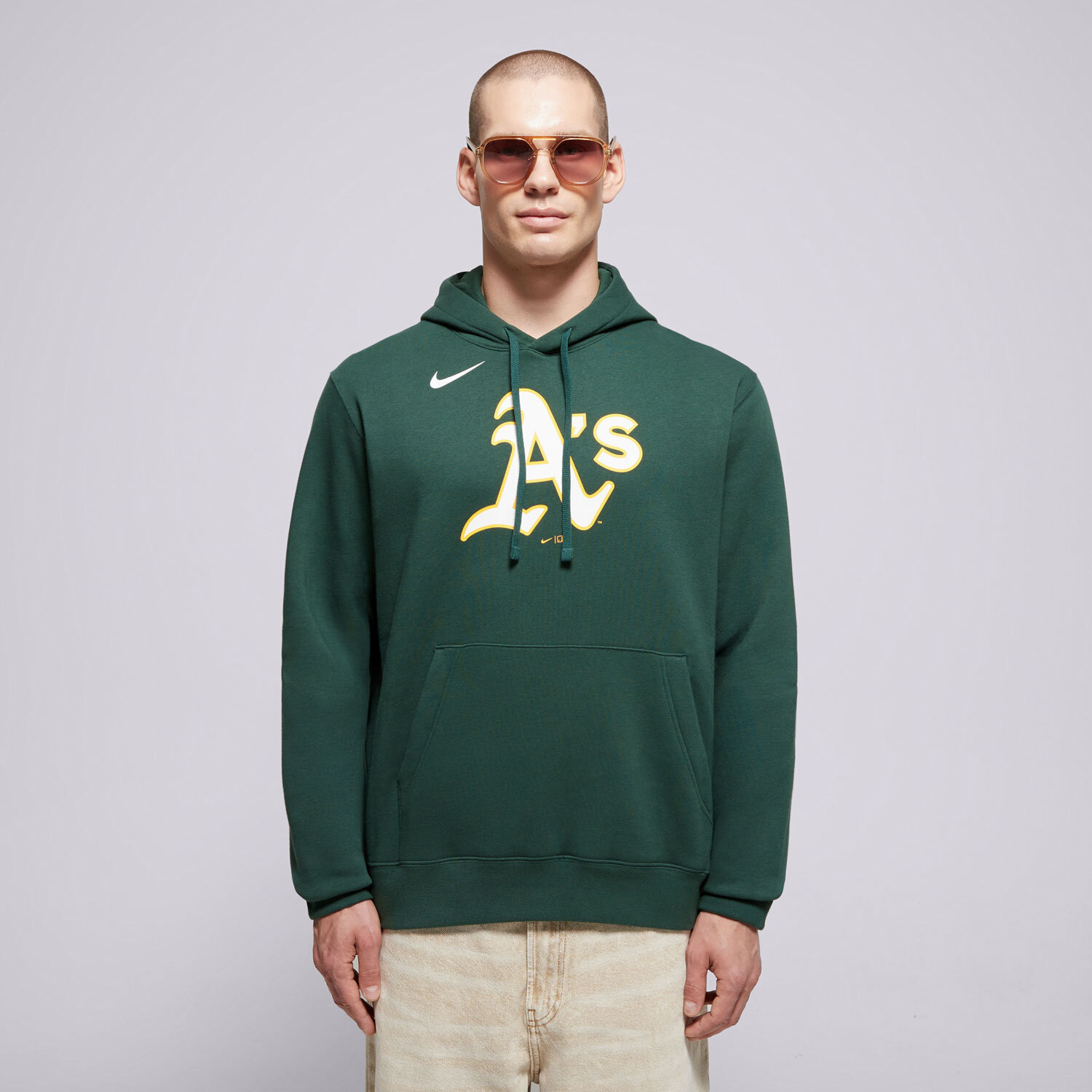 Bluza męska NIKE BLUZA Z KAPTUREM MLB LOGO CLUB FLEECE HOOD OAKLAND ATHL NKDK-3EY-FZ-CKX ZIELONY