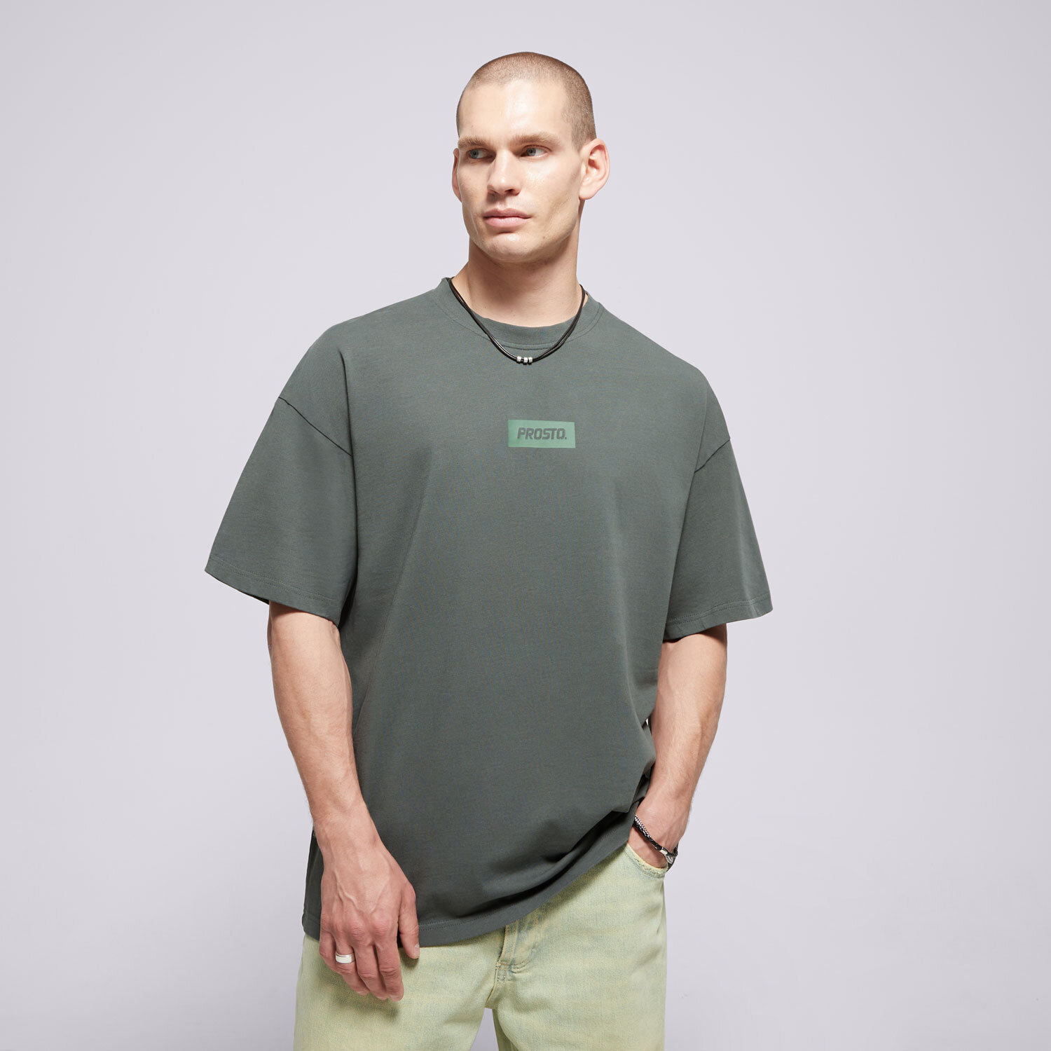Koszulka, t-shirt sportowy męski PROSTO T-SHIRT BOX 2.0 KL251MTEE1133 ZIELONY