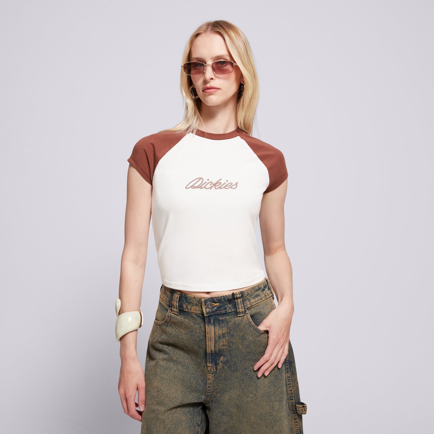 Koszulka, t-shirt damski DICKIES TANK DICKIES ROPE SS TEE W DK0A4Z8MK471 BRĄZOWY