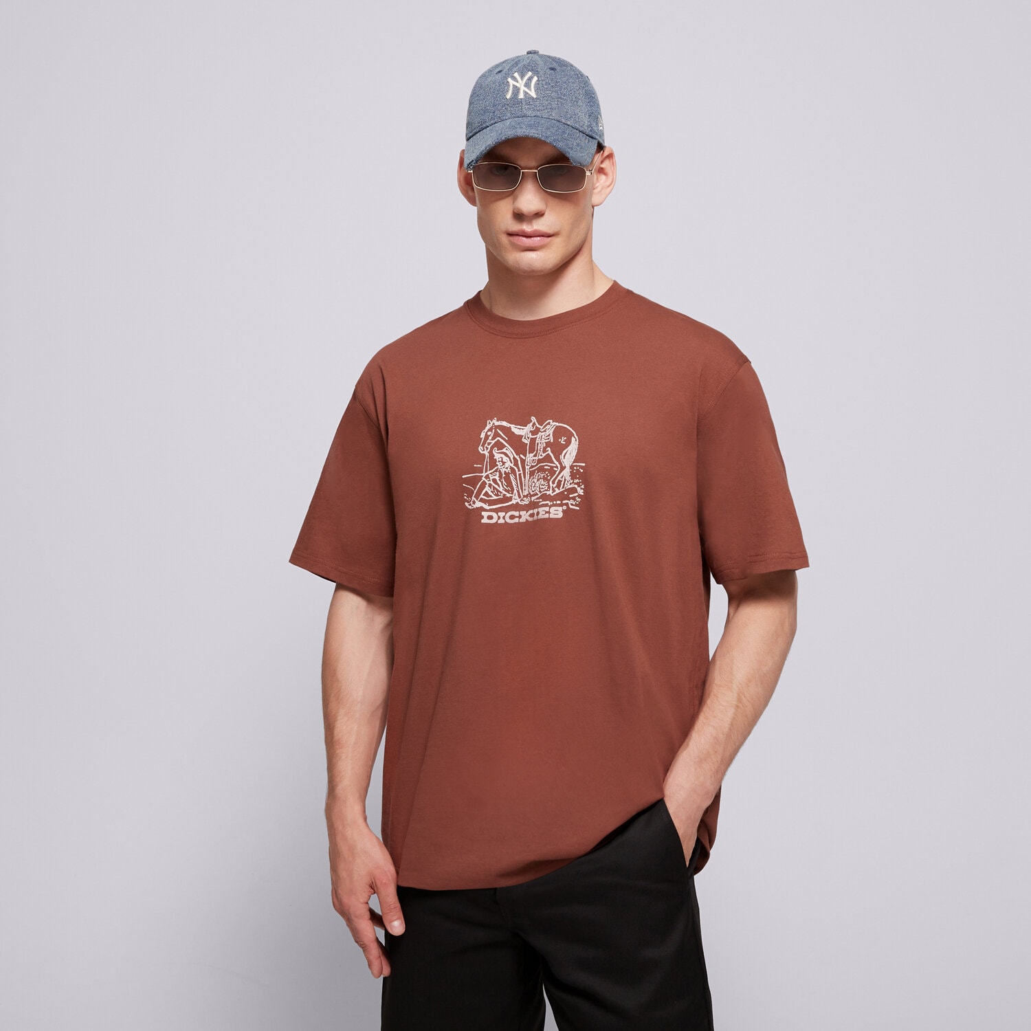 Koszulka, t-shirt sportowy męski DICKIES T-SHIRT COMPANION CENTER LOGO SS TEE DK0A4Z91K471 BRĄZOWY