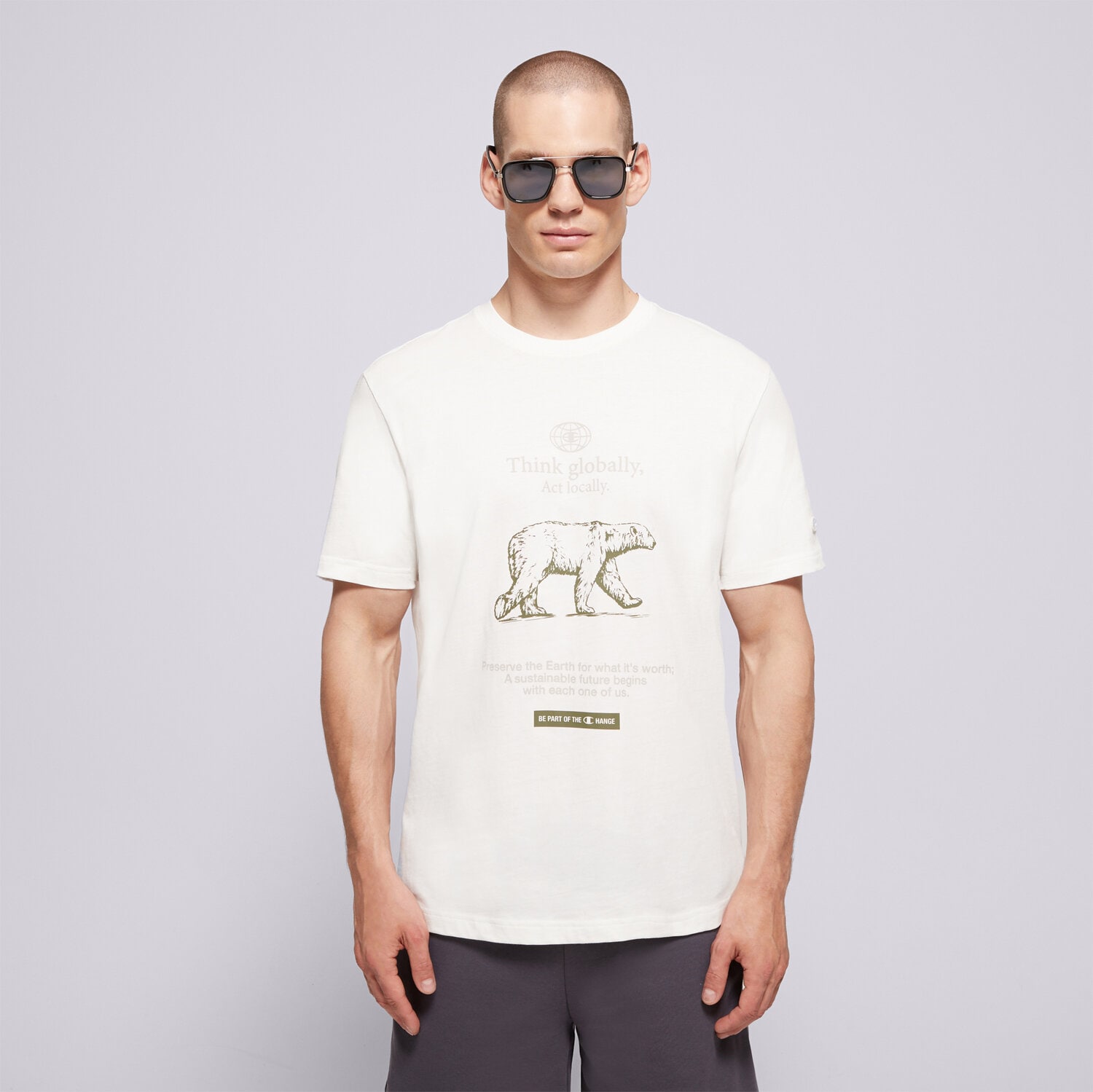 Koszulka, t-shirt sportowy męski CHAMPION T-SHIRT SS TEE 220757 WW048 BIAŁY