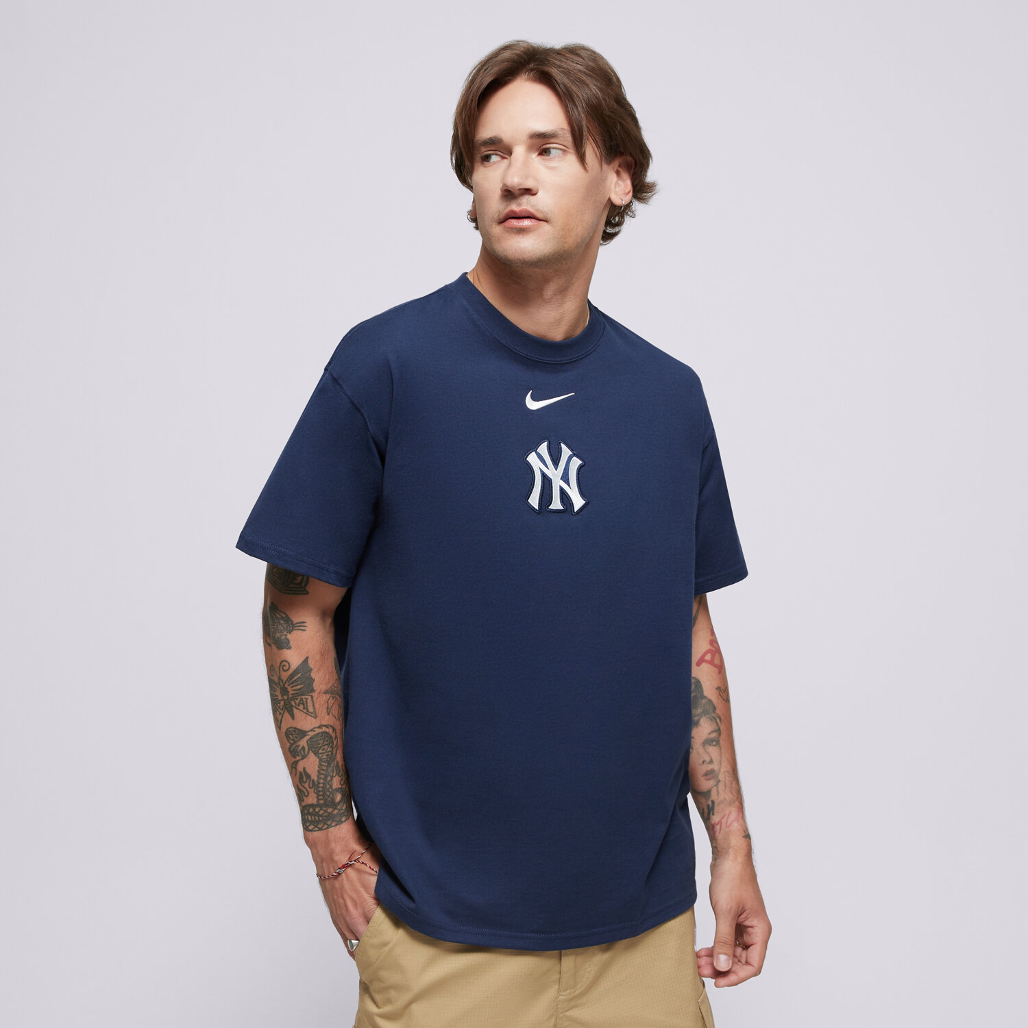 Koszulka, t-shirt sportowy męski NIKE T-SHIRT MLB MAX 90 TEE NEW YORK YANKEES 01AY-44B-NK-32K GRANATOWY