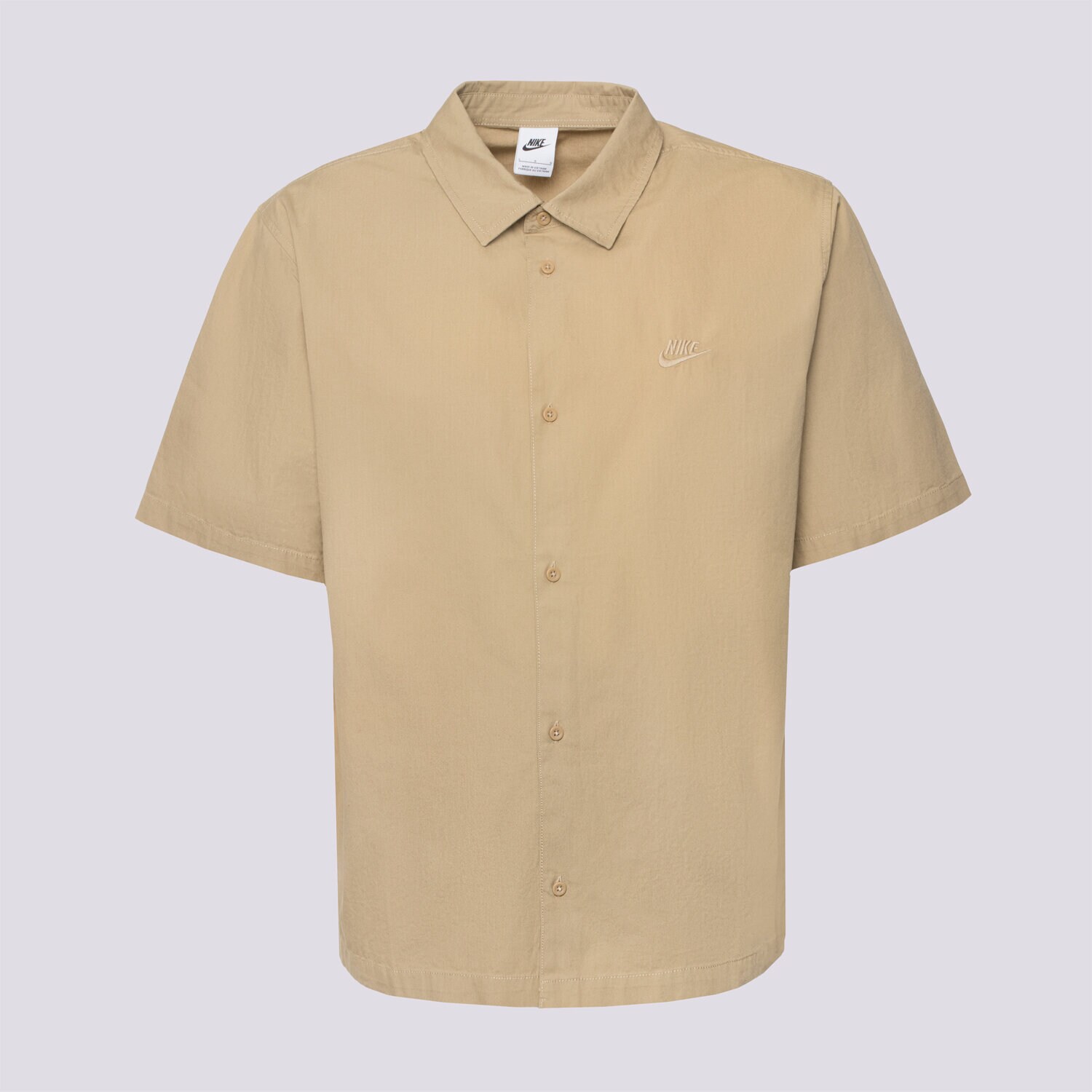 Koszule męskie sportowe NIKE KOSZULA M NK CLUB SS BTN SHIRT WSH HJ2029-297 BEŻOWY