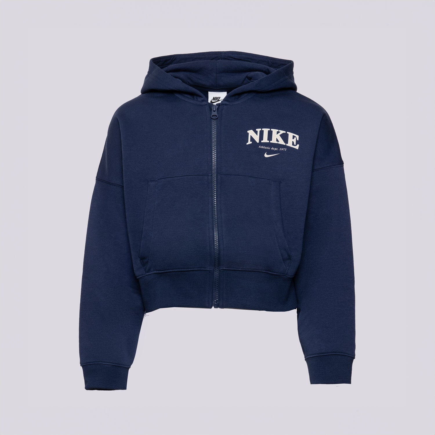Sportowa bluza dziecięca NIKE BLUZA ROZPINANA G NSW FLC FZ HOODIE GIRL FD0887-410 GRANATOWY