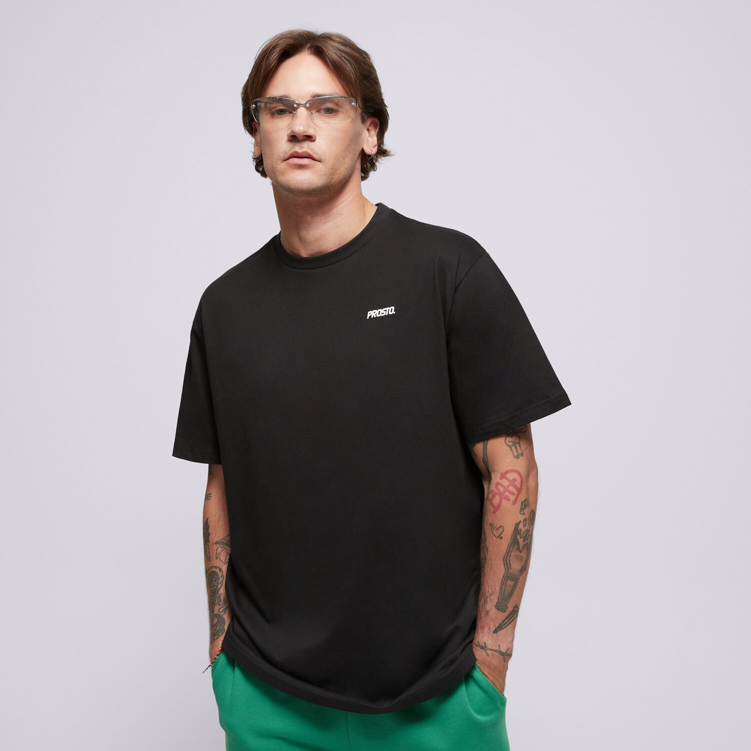 Koszulka, t-shirt sportowy męski PROSTO  T-SHIRT LUCK KL251MTEE1081 CZARNY