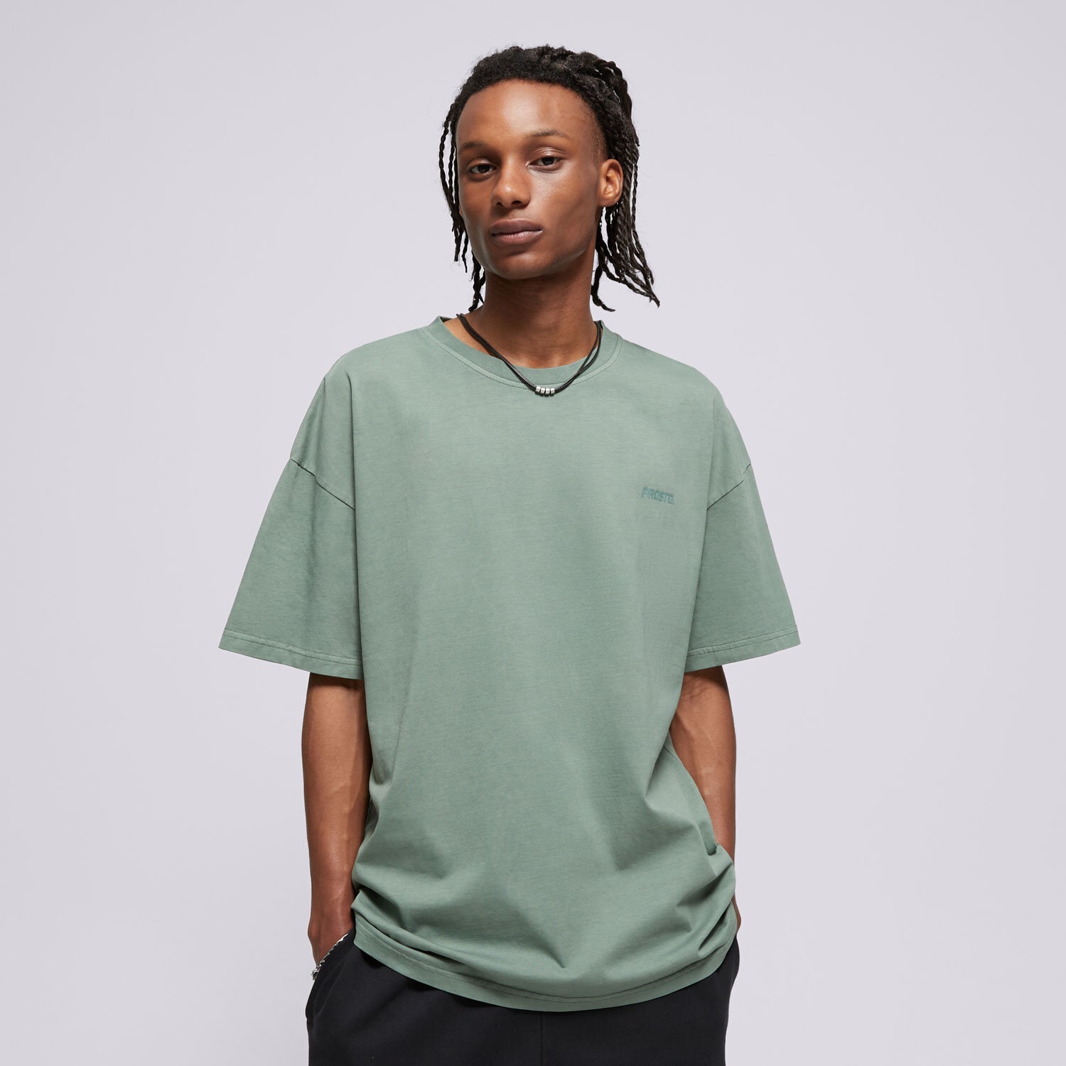 Koszulka, t-shirt sportowy męski PROSTO  T-SHIRT BLAC WASHED GREEN KL241MTEE123X ZIELONY