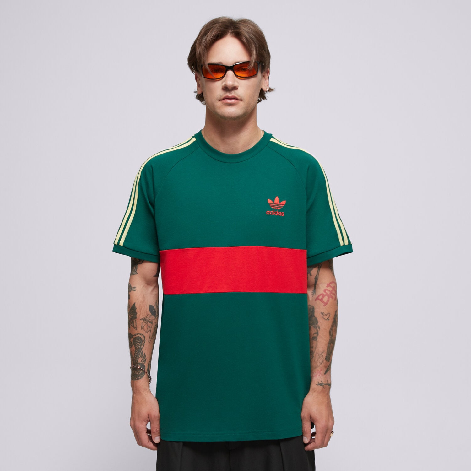 Koszulka, t-shirt sportowy męski ADIDAS T-SHIRT 3S PANEL TEE JD4277 ZIELONY
