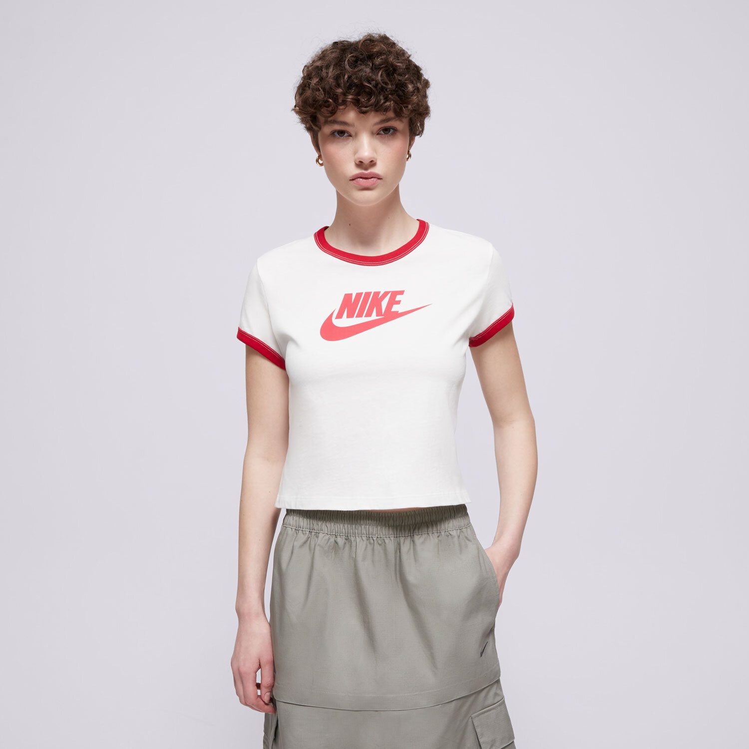 Koszulka, t-shirt damski NIKE T-SHIRT W NSW SS RINGER TEE VNTG RUN IF4072-133 KREMOWY
