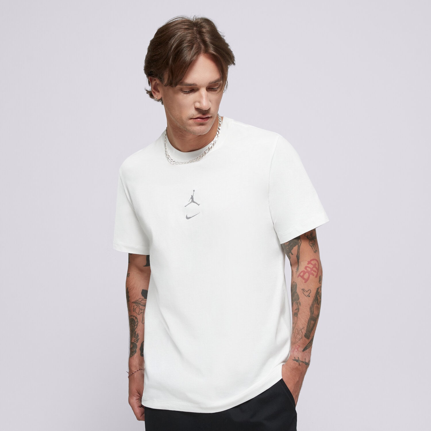 Koszulka, t-shirt sportowy męski JORDAN T-SHIRT M J MVP JUMPMAN SS CREW IB7522-100 BIAŁY