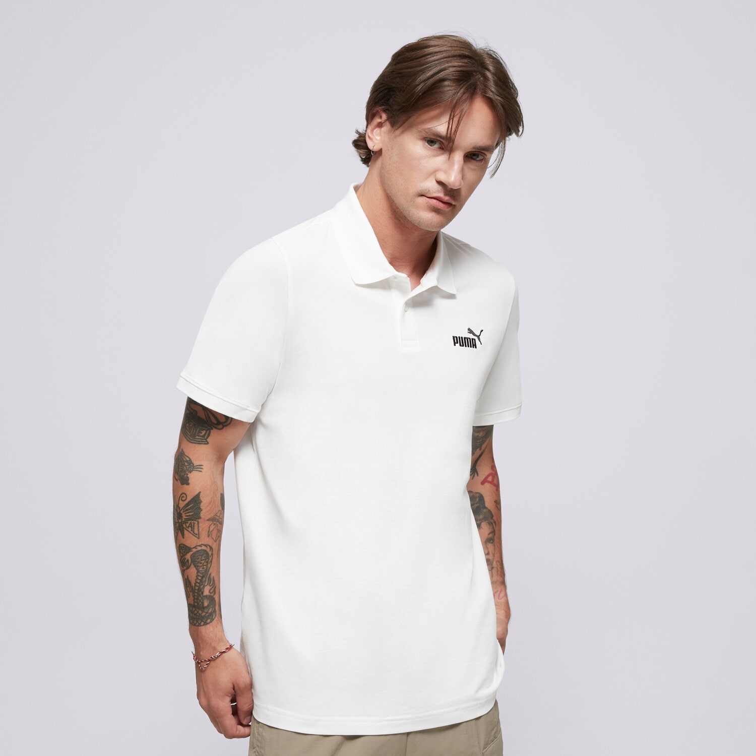 Koszulka, t-shirt sportowy męski PUMA POLO ESS NO. 1 LOGO PIQUE 68255202 BIAŁY