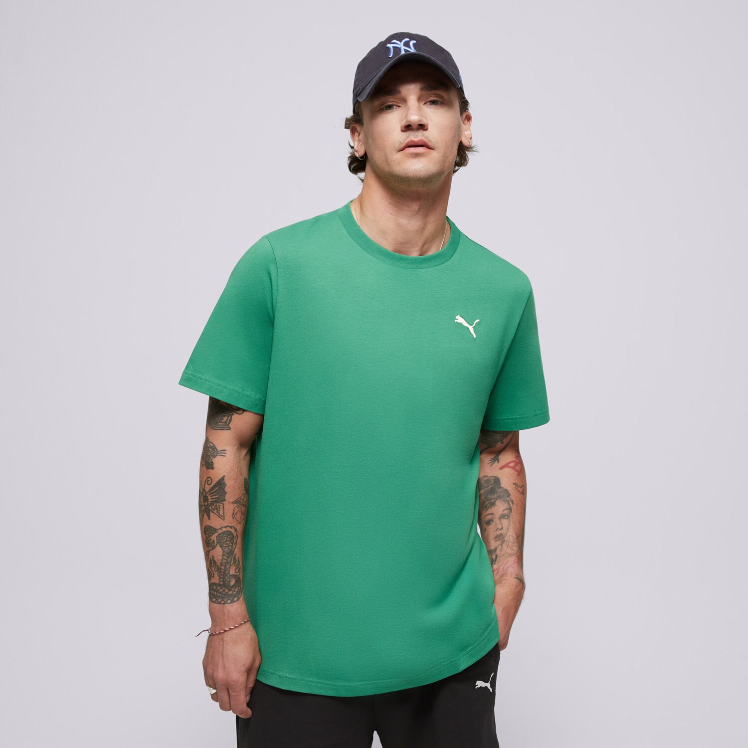 Koszulka, t-shirt sportowy męski PUMA T-SHIRT WARDROBE ESS TEE 629644 86 ZIELONY