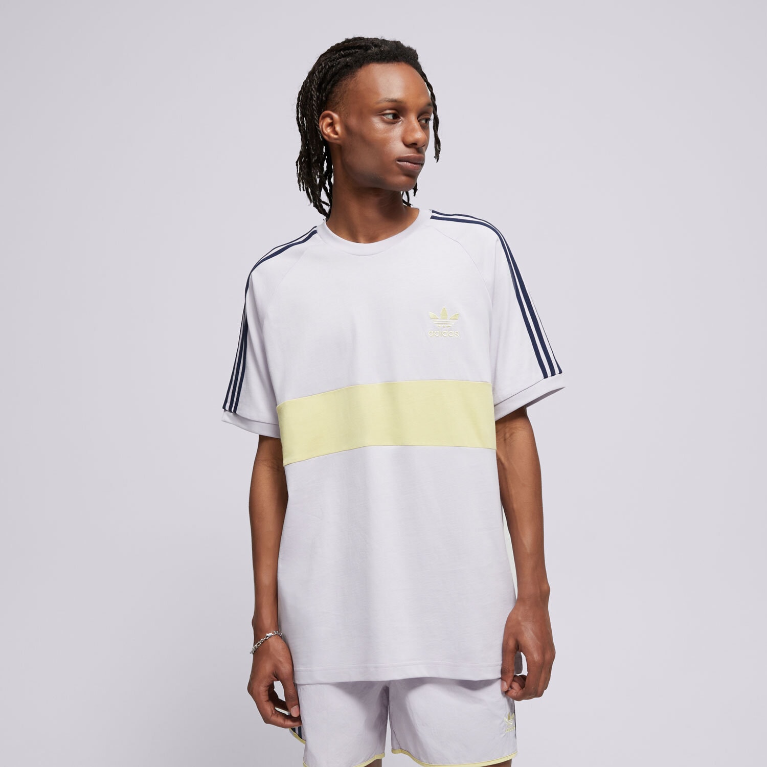Koszulka, t-shirt sportowy męski ADIDAS T-SHIRT 3S PANEL TEE JD4278 FIOLETOWY