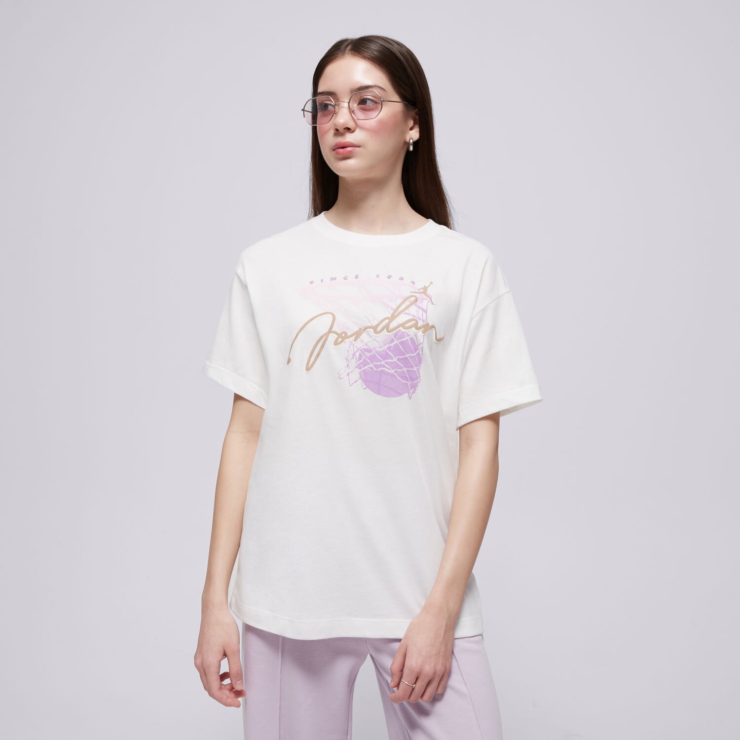 Koszulka, t-shirt dla dzieci JORDAN T-SHIRT JDG HOOP CLASSICS SS TEE GIRL 45D919-782 BEŻOWY