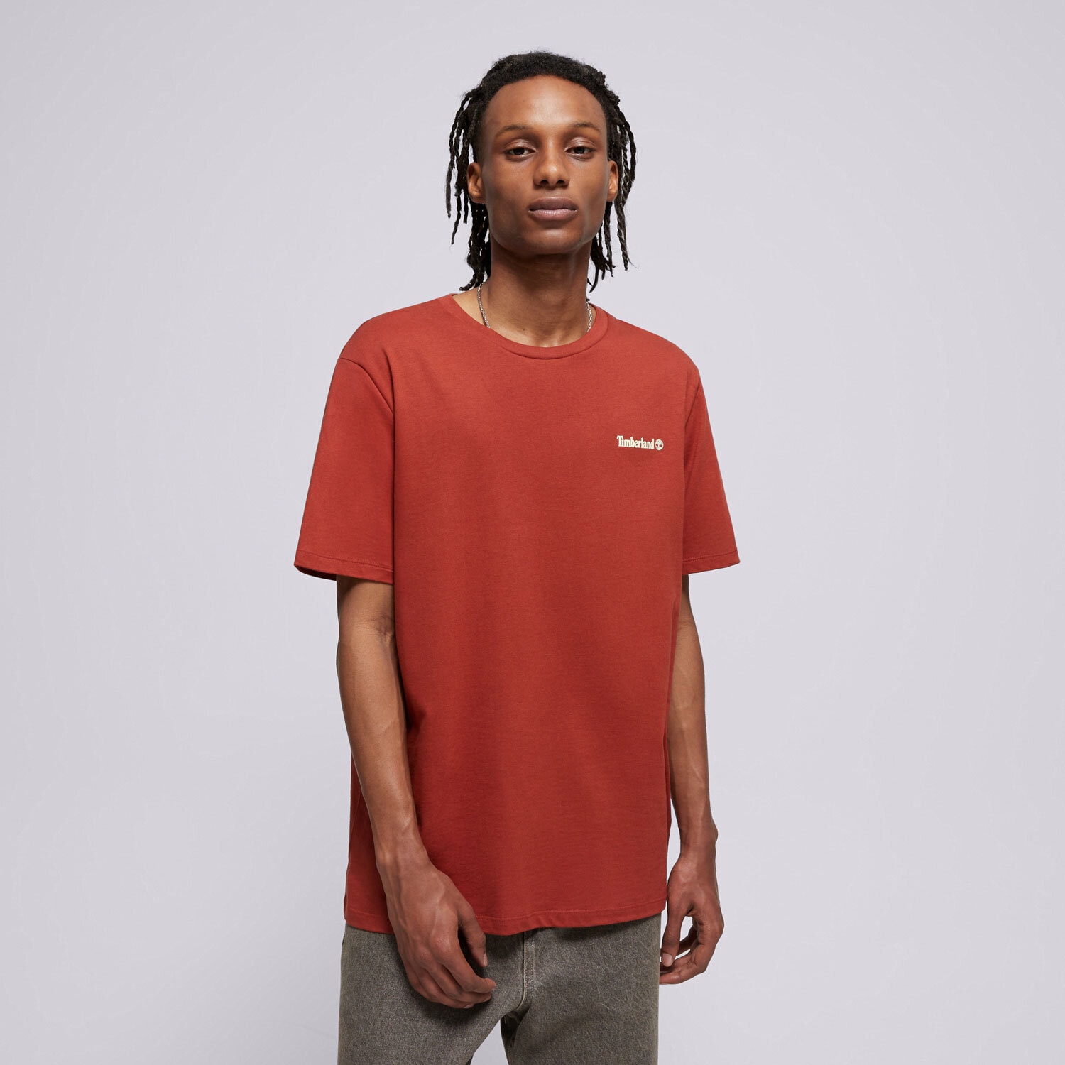 Koszulka, t-shirt sportowy męski TIMBERLAND T-SHIRT FRONT AND BACK LOGO TB0A2PSAEOD1 BORDOWY