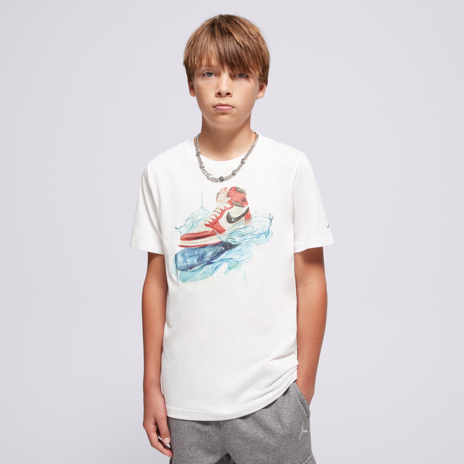 Koszulka, t-shirt dla dzieci JORDAN T-SHIRT JDB AJ1 WAVE SS TEE BOY 95F043-001 BIAŁY