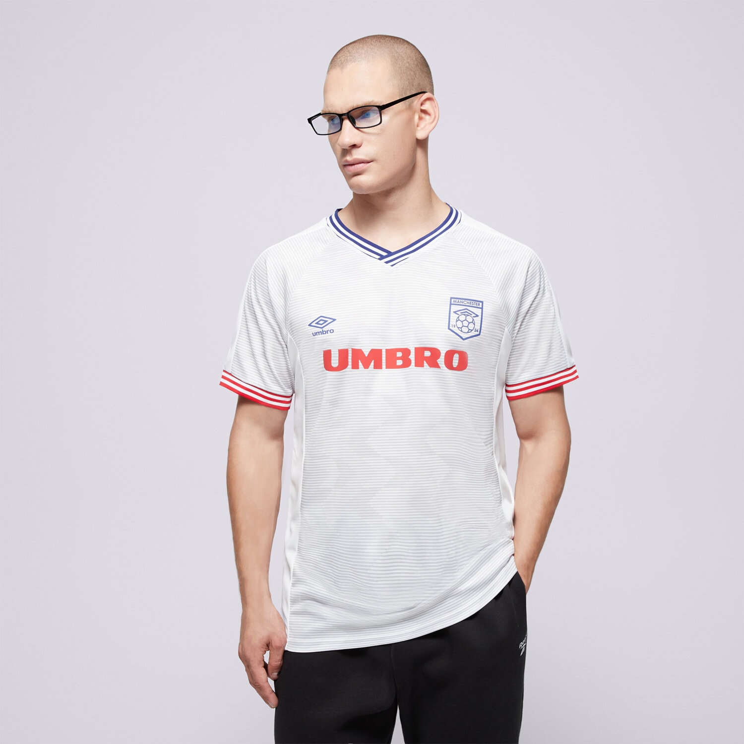 Koszulka, t-shirt sportowy męski UMBRO T-SHIRT FOOTBALL JERSEY UL125TSM83002 BIAŁY
