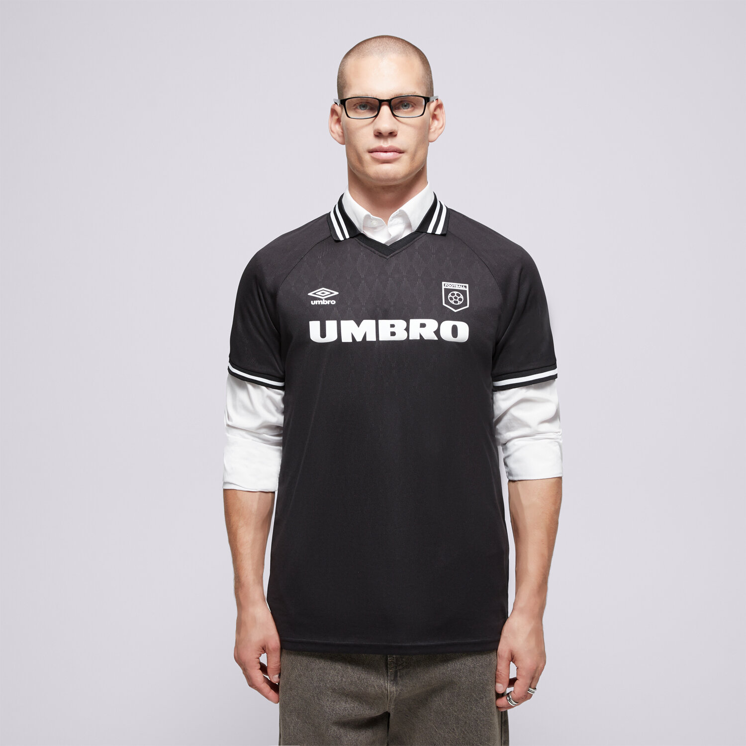 Koszulka, t-shirt sportowy męski UMBRO T-SHIRT FOOTBALL JERSEY UL125TSM85001 CZARNY