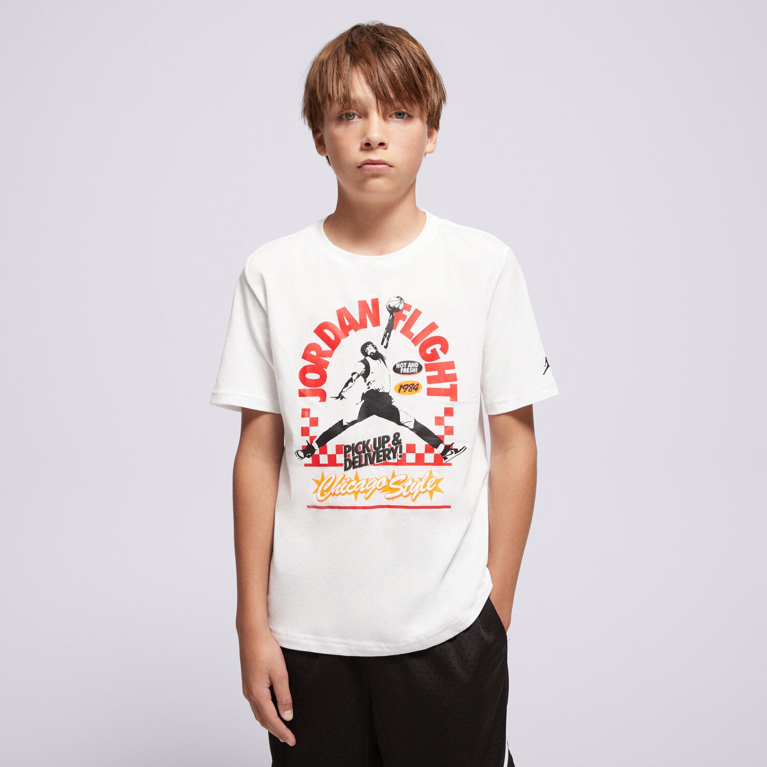 Koszulka, t-shirt dla dzieci JORDAN T-SHIRT JDB MJP SHOP TEE SS-TEE BOY 95F156-001 BIAŁY