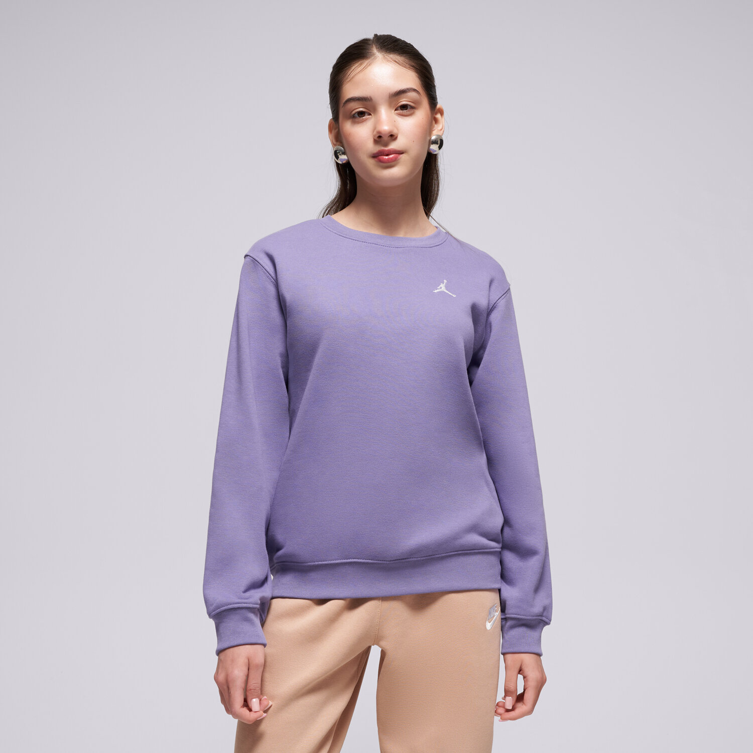 Sportowa bluza dziecięca JORDAN BLUZA JDN MJ BRKLN FT CREW GIRL 45F122-PAP FIOLETOWY