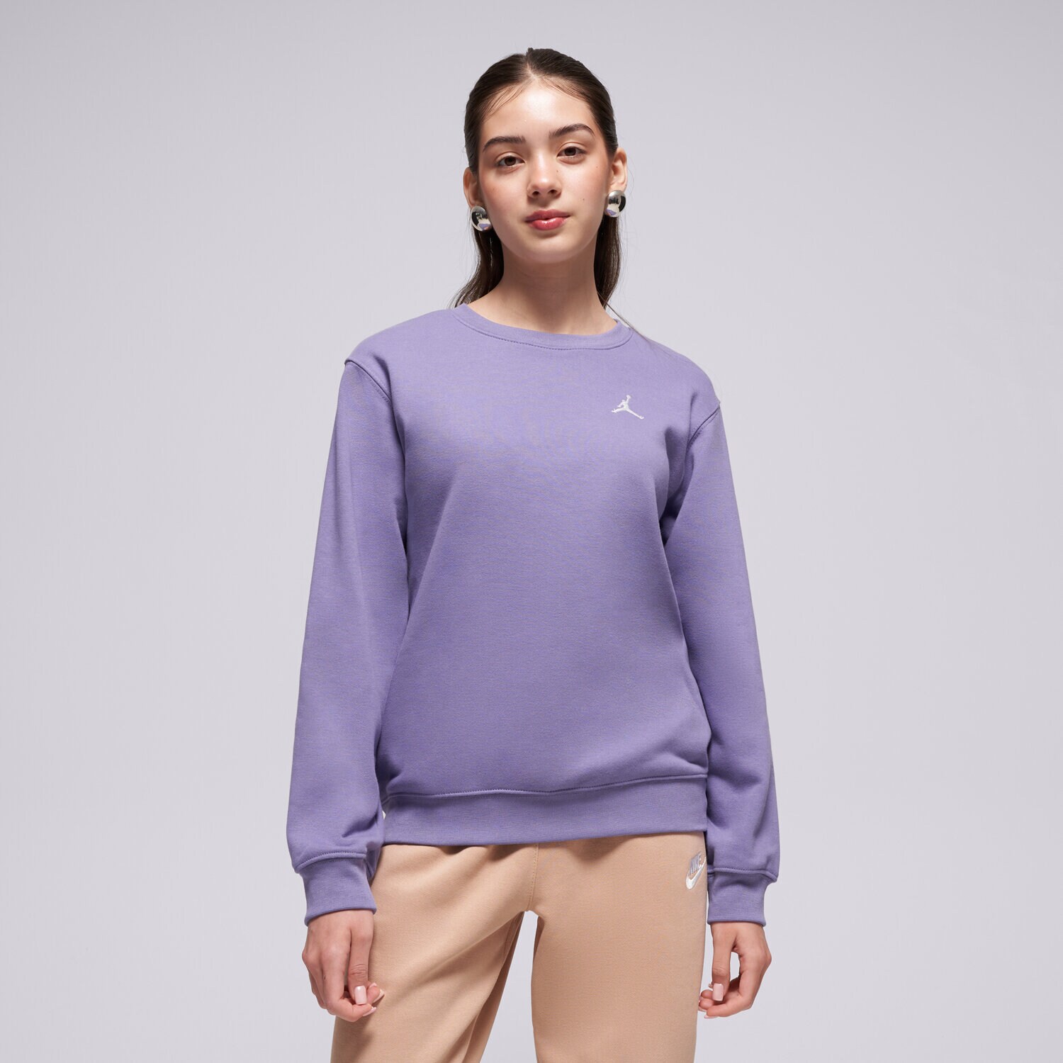 Sportowa bluza dziecięca JORDAN BLUZA JDN MJ BRKLN FT CREW GIRL 45F122-PAP FIOLETOWY
