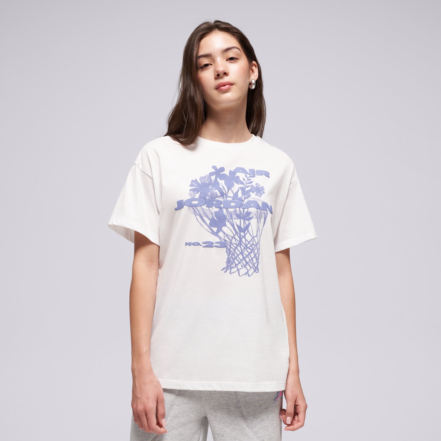 Koszulka, t-shirt dla dzieci JORDAN T-SHIRT JDG JORDAN 23 FLOWERS SS TEE GIRL 45F165-001 BIAŁY