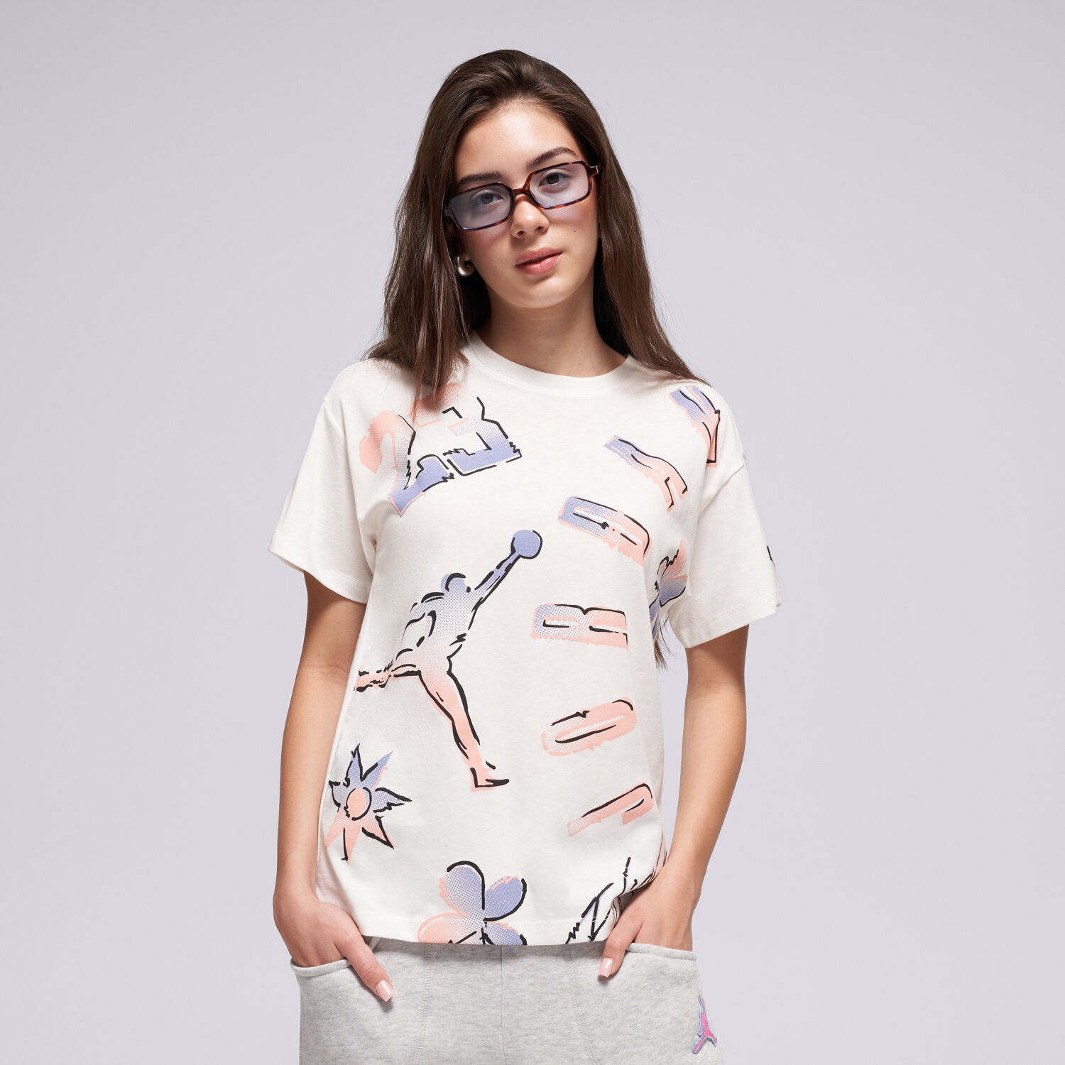 Koszulka, t-shirt dla dzieci JORDAN T-SHIRT JDG 23 THROWBACK SS TEE GIRL 45F263-782 KREMOWY