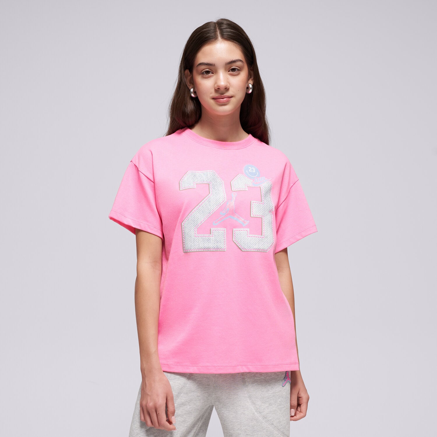 Koszulka, t-shirt dla dzieci JORDAN T-SHIRT JDG BLUE JEANS & BLING SS TEE GIRL 45F216-AFD RÓŻOWY