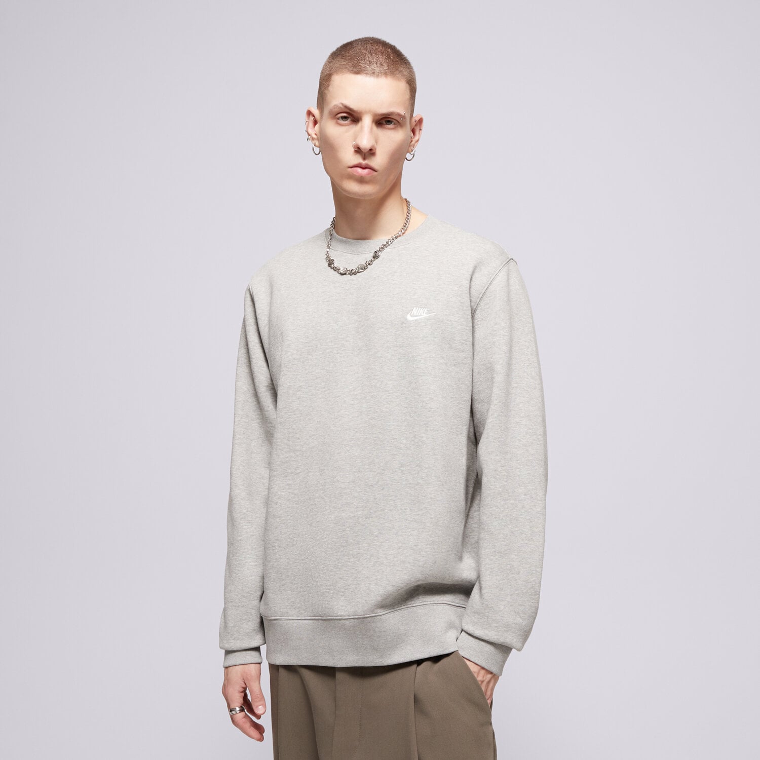 Bluza męska NIKE BLUZA M NK CLUB BB CREW FN3886-063 SZARY