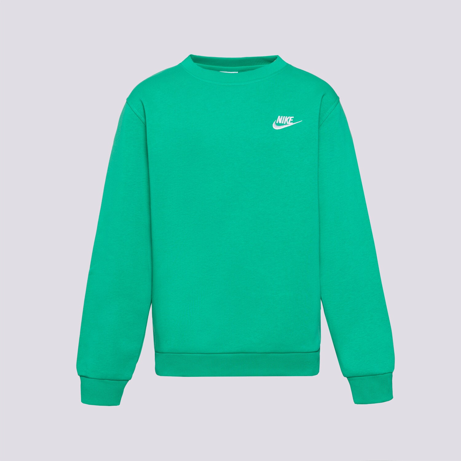 Sportowa bluza dziecięca NIKE BLUZA K NSW CLUB FLC CREW LS LBR BOY FD3006-324 ZIELONY