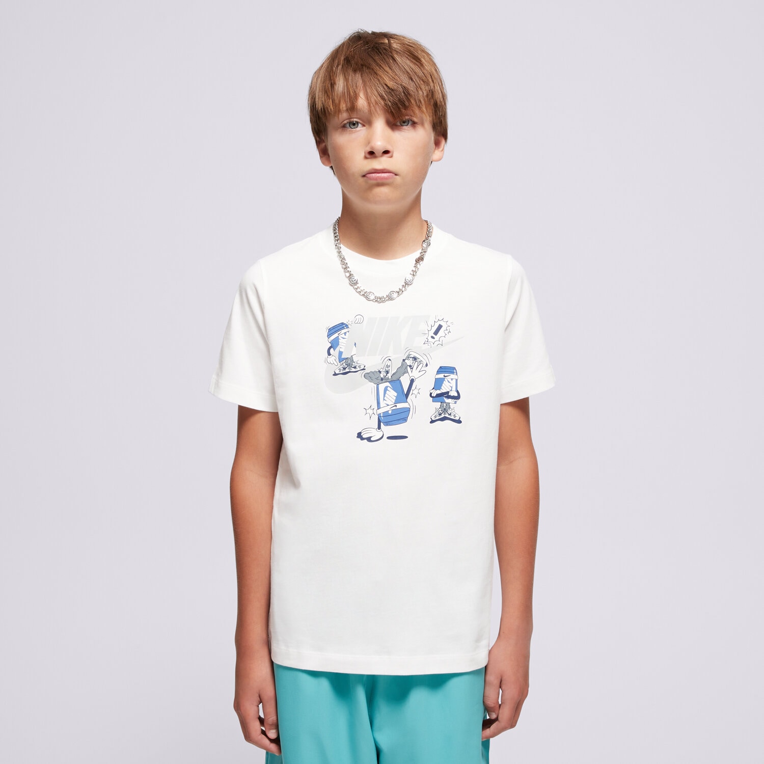 Koszulka, t-shirt dla dzieci NIKE T-SHIRT K NSW TEE BOXY BREAK DANCE BOY HV5214-100 BIAŁY
