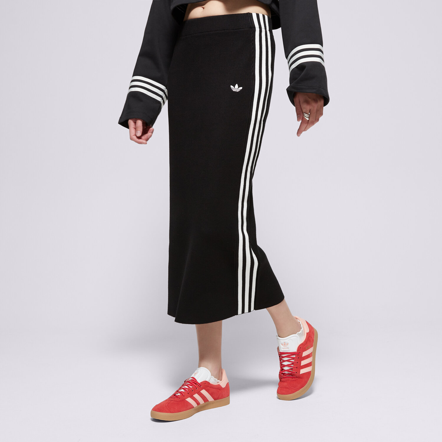 Modna sukienka sportowa ADIDAS SPÓDNICZKA KNIT 3S SKIRT JW2661 CZARNY