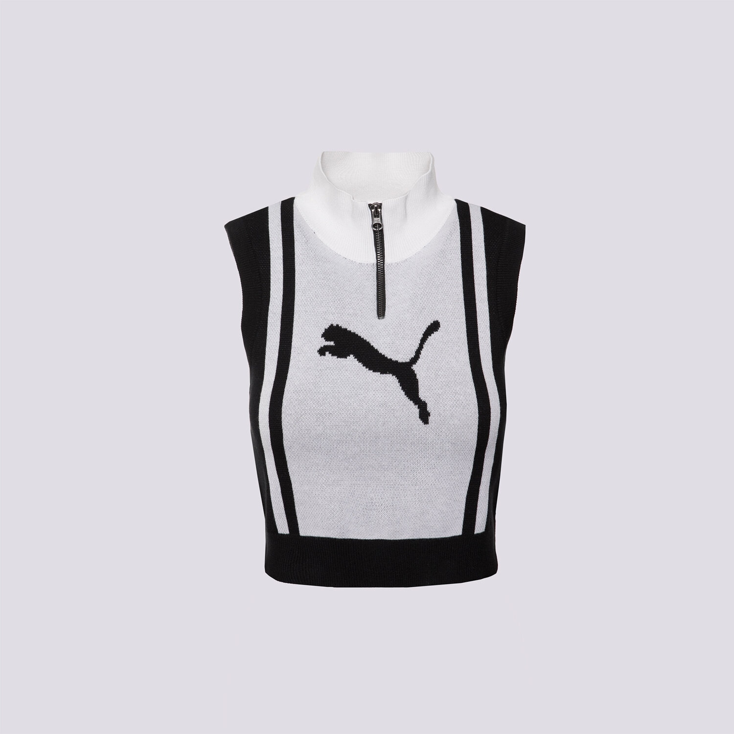 Bezrękawniki damskie sportowe PUMA BEZRĘKAWNIK FUTURE.PUMA.ARCHIVE HALF-ZIP KNITTED TANK 632126 01 CZARNY