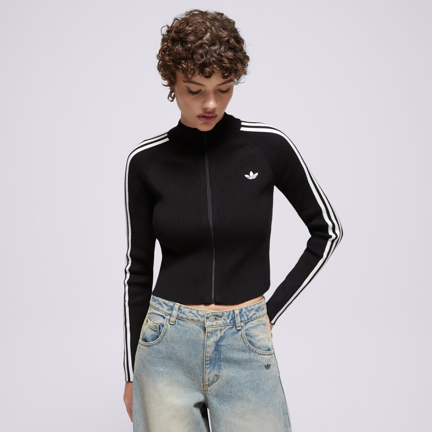 Bluza damska ADIDAS BLUZA ROZPINANA SLIM KNIT TT JY2597 CZARNY